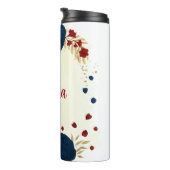 Rot- und Marineblumen Goldblumen Blätter Thermosbecher (Nach rechts gedreht)