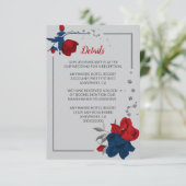 Rot- und Marineblumen, silberne Blätter im Detail Begleitkarte (Stehend Vorderseite)