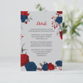 Rot- und Marineblumen, silberne Blätter im Detail Begleitkarte (Stehend Vorderseite)