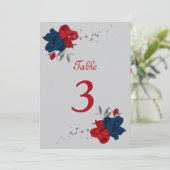 Rot- und Marineblumen Tischnummer (Stehend Vorderseite)
