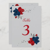 Rot- und Marineblumen Tischnummer (Vorne/Hinten)