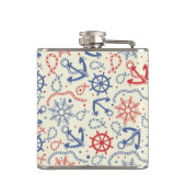 Rot und Marinehintergrund mit Anker Flachmann (Rückseite)