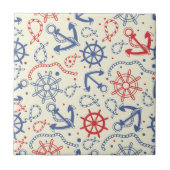 Rot und Marinehintergrund mit Anker Fliese (Vorderseite)