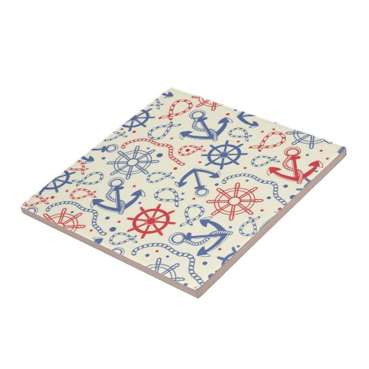 Rot und Marinehintergrund mit Anker Fliese (Seite)