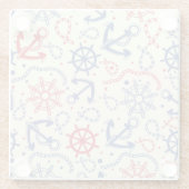 Rot und Marinehintergrund mit Anker Glasuntersetzer (Rückseite)