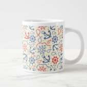 Rot und Marinehintergrund mit Anker Jumbo-Tasse (Rechts)