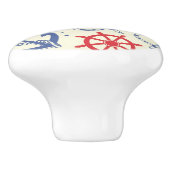 Rot und Marinehintergrund mit Anker Keramikknauf (Seitenansicht)