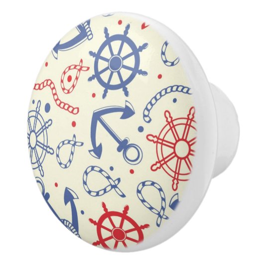 Rot und Marinehintergrund mit Anker Keramikknauf (Rechts)