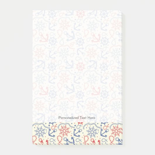 Rot und Marinehintergrund mit Anker Post-it Klebezettel (Vorderseite)