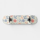 Rot und Marinehintergrund mit Anker Skateboard (Horizontal)
