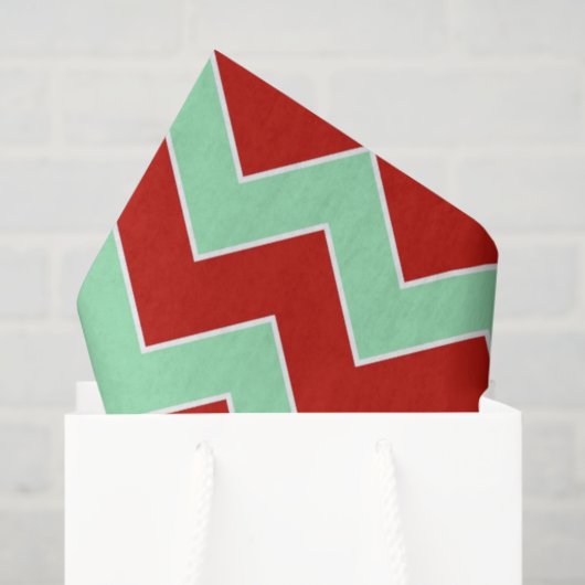 Rot und Minze Grüne Zigzag-Tissue Seidenpapier (Geschenktüte)
