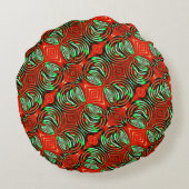 Rot- und Minze-Metall- und Glasgriff Rundes Kissen (Rückseite)