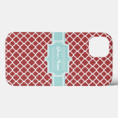 Rot und Minze Quatrefolie Personalisiert Case-Mate iPhone Hülle (Rückseite (Horizontal))