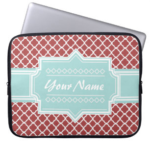 Rot und Minze Quatrefolie Personalisiert Laptopschutzhülle