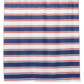 Rot- und Navy-Blaustreifen Duschvorhang (Vorderseite)