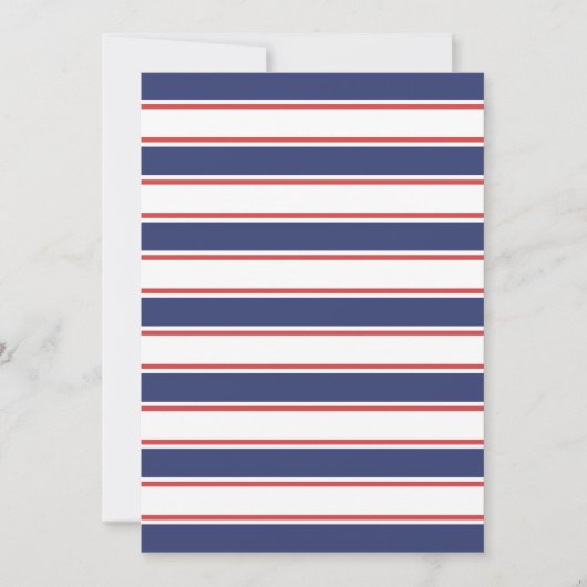 Rot- und Navy-Blaustreifen Einladung (Vorderseite)