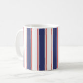Rot- und Navy-Blaustreifen Kaffeetasse (Vorderseite Links)