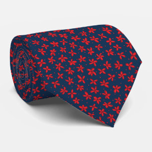 Rot und Navy Mini Floral Print Krawatte