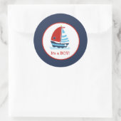Rot und Navy Sailboat Runde Custom Gevor Sticker (Tasche)