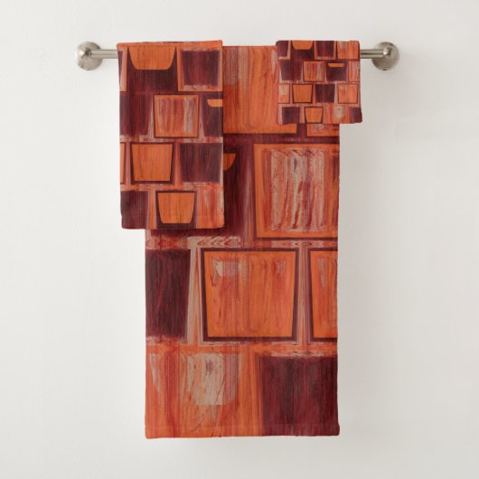 rot und orange abstrakt badhandtuch set (Insitu)