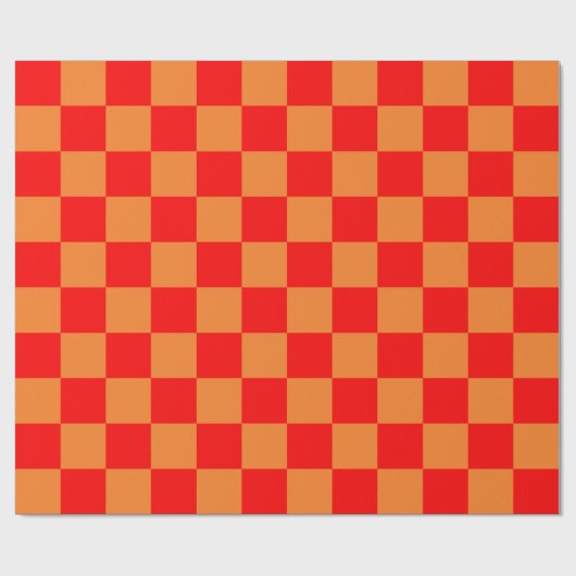 Rot und Orange kariert Geschenkpapier (Flach)