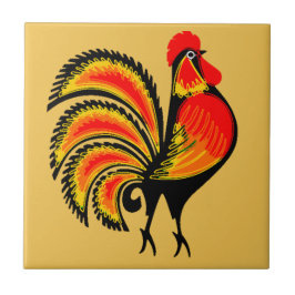 Rot und Orange Rooster Fliese