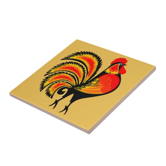 Rot und Orange Rooster Fliese (Seite)