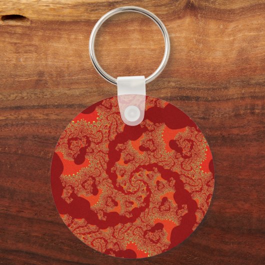 Rot und Orange Swirl Schlüsselanhänger (Vorderseite)