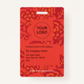 Rot und Orange Vibranand Bold Floral Pattern Ausweis (Rückseite)