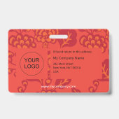 Rot und Orange Vibranand Bold Floral Pattern Bad Ausweis (Rückseite)