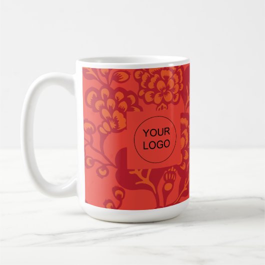 Rot und Orange Vibranand Bold Floral Pattern Kaffeetasse (Links)