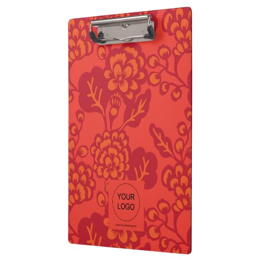 Rot und Orange Vibranand Bold Floral Pattern Klemmbrett (Links)