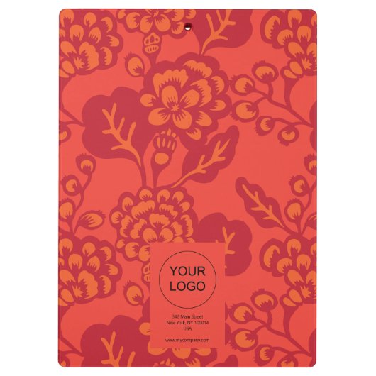 Rot und Orange Vibranand Bold Floral Pattern Klemmbrett (Rückseite)