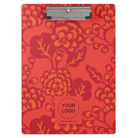 Rot und Orange Vibranand Bold Floral Pattern Klemmbrett (Vorderseite)