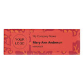 Rot und Orange Vibranand Bold Floral Pattern Namenschild (Vorderseite)