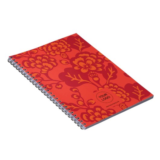 Rot und Orange Vibranand Bold Floral Pattern Notizblock (Rechte Seite)