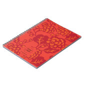 Rot und Orange Vibranand Bold Floral Pattern Notizblock (Linke Seite)