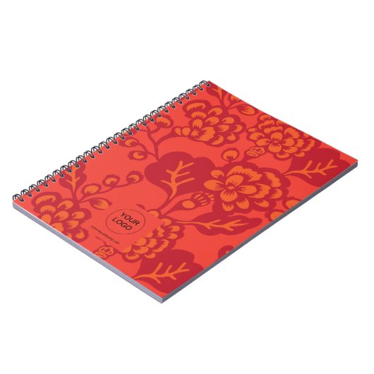 Rot und Orange Vibranand Bold Floral Pattern Notizblock (Linke Seite)