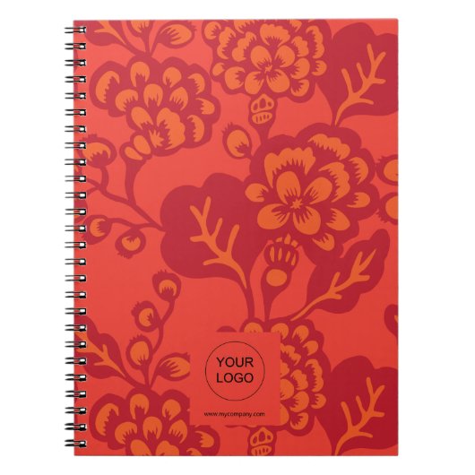 Rot und Orange Vibranand Bold Floral Pattern Notizblock (Vorderseite)