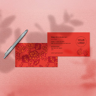 Rot und Orange Vibranand Bold Floral Pattern Visitenkarte