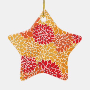 Rot und Orange vintage-orientalisches florales Des Keramik Ornament