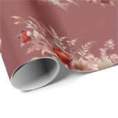 Rot und Pfirsichblüte Geschenkpapier (Rolleneckpunkt)