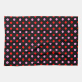 Rot und Pink auf Schwarz Punkte Design  Geschirrtuch (Horizontal)