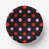 Rot und Pink auf Schwarz Punkte Design Pappteller (Vorderseite)