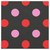 Rot und Pink auf Schwarz Punkte Design Stoff (Nahaufnahme)