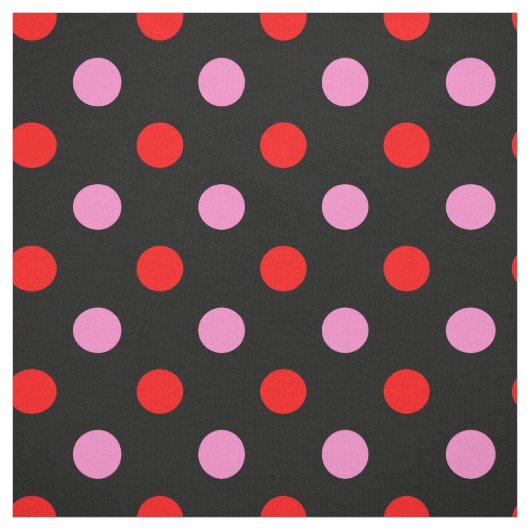 Rot und Pink auf Schwarz Punkte Design Stoff (Muster)