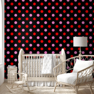 Rot und Pink auf Schwarz Punkte Design  Tapete