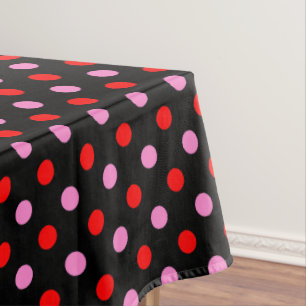 Rot und Pink auf Schwarz Punkte Design  Tischdecke