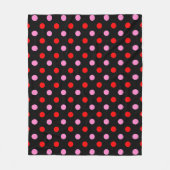 Rot und Pink auf schwarzem Punkte-Design Fleecedecke (Vorderseite)