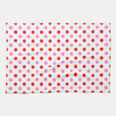 Rot und Pink auf Weiß mit Punkten Design Geschirrtuch (Horizontal)